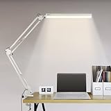 BIENSER Schreibtischlampe LED Klemmbar, 1100LM Schwenkarm Architektenlampe, Büro Tischlampe mit 3 Farb und 10 Helligkeitsstufen, Augenschutz Klemmlampe, Memory-Funktion, Inklusive 5V/2A Netzstecker