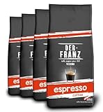 Der-Franz Espresso Kaffee, Intensität 5/5, Arabica und Robusta, ganze Bohne, 4 x 1000 g