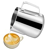 CACAKEE Milchkännchen, Milchkanne Edelstahl Milch Aufschäumen Krug, 150ml (5 fl.oz) Kaffee Milch Kännchen, Milch Pitcher Milchaufschäumer für Espresso Cappuccino, Silber-