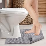 JARITTO Badezimmerteppich Wc Vorleger mit Ausschnitt rutschfest Podest für Toilette Toiletten-Sockelmatte Waschbar Badvorleger Badematte Mikrofaser Saugfähig - U-Förmige 51 x 51 cm (Grau)