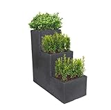 Dynamic24 XL Treppentopf Treppenkübel Übertopf Deko Kübel Pflanzkübel 60cm Blumenkübel Blumentopf Beton-Optik Garten Wendeltreppe Blumentreppe Pflanzentreppe