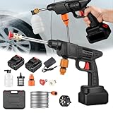 Akku Hochdruckreiniger, Max 90 Bar Tragbarer Mobiler Hochdruckreiniger mit 2 X 6000mAh Akku, 6 in 1 Multi-Sprühdüse, 5M Schlauch, Verlängerungslanze, Gartenhaustier Outdoor Autoreinigungswerkzeug