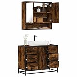 Fasba 2-TLG. Badmöbel-Set Räuchereiche Holzwerkstoff, Badezimmerschrank Unterschrank Badschrank für Wohnzimmer Badezimmer3300932