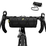 ROCKBROS Fahrrad Lenkertasche Multifunktionale Fahrradtasche Lenker Aufbewahrungstasche mit Schultergurt für MTB, Rennrad Schwarz ca.2,4L