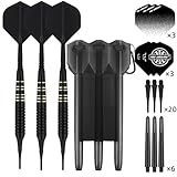 FOX SMILING Dartpfeile mit Kunststoffspitze 3 Stück 22 Gramm, 2BA Thread, mit 2 in 1 Dart Flights mit Schäfte und Storage Box 6 Flügen 6 PC-Wellen 20 Plastic Spitze für Elektronische Dartscheibe