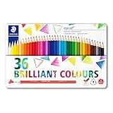 STAEDTLER Buntstifte ergo soft, ergonomische Dreikantform, erhöhte Bruchfestigkeit, rutschfeste Soft-Oberfläche, 36 Buntstifte in brillanten Farben im Metalletui, 157 M36