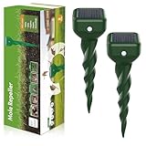 Shiptree Maulwurf Vertreiber, 2 Stück Wühlmausschreck Maulwurfschreck Solar für Vertreibung von Maulwürfen, Erdhörnchen, Wühlmäusen aus Gärten -Grün