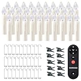 LZQ 30er LED Christbaumkerzen, Weihnachtskerzen Flammenlose LED Kerzen Kabellos mit Fernbedienung, Weihnachtsbaumkerzen mit Haken, Weihnachtsbaumbeleuchtung für Halloween Weihnachten Garten Deko