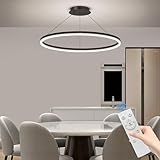 Mikeru LED 60CM Esstisch Pendelleuchte, Moderne Rund Kronleuchter Dimmbar von 10%-100%, 3000-6000K Wohnzimmerleuchten mit Fernbedienung für Esstisch Deckenbeleuchtung, Hängeleuchte für das Wohnzimmer