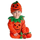 Neugeborenen Baby Jungen Mädchen Halloween Langarm Romper Cartoon Kürbis Cosplay Kostüm Overall Hut Socken Outfits Set Schlafoverall Regenanzug 98 Kinder Anzug Pyjama Gestreift (Orange, 0-6 Months)
