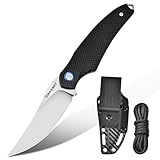 Harnds Shark Outdoor Messer Feststehendes Messer mit Kydex Scheide D2 Stahl Klinge Ideal Camping Messer Premium Survival Messer Bushcraft Messer (Schwarz - Satin)