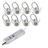 LGJEGD 12 V DC Mini-Einbaustrahler, 1 W, Deckenstrahler, for Displays, dimmbar, 25 mm, IP65, blendfreies kleines Röhrenlicht (RGB)