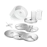 Bosch VeggieLove-Set MUZ5VL1, Durchlaufschnitzler mit 5 Scheiben (Schneid-Wende-Scheibe, Raspel-Wendescheibe, Reibescheibe mittelfein, Asia und Rösti), Zubehör für Küchenmaschine Serie 4, Serie 2