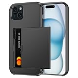 Coolden Handyhülle für iPhone 15 Plus Hülle Case mit Kartenfach Armor Stoßfest Hülle Silikon Weicher TPU Bumper Cover Heavy Duty Schutzhülle Brieftasche Etui Handyhülle für iPhone 15 Plus Schwarz