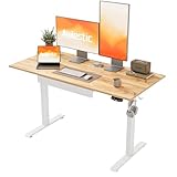 Agilestic Elektrischer Stehschreibtisch mit Schublade, höhenverstellbarer Schreibtisch, Ergonomischer Stehschreibtisch 120 * 60 aus Holz, mit Memory-Voreinstellungen für Arbeit Heimbüro, Hellbraun