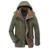 Langer Thermomantel für Herren, Baumwolle, dick, gesteppt, mit mehreren Taschen, warm, strapazierfähig, Wintermantel für Herren, grün, 4XL
