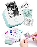 Memoking Mini Drucker - T02 Mini Drucker für Smartphone Mini Thermodrucker Bluetooth Fotodrucker Aufkleber Drucker Tiny Printer Sofortdruck für Geschenke, Studiennotizen, Anatomische Diagramme, Fotos