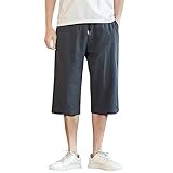 LOIJMK Herren Slim Straight Cotton Seven Point Hose Sommer Freizeithose Herren Atmungsaktive Hose Joggen Herren (Grey, L)