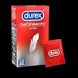 Durex Gefühlsecht Ultra Kondome – 20 % dünnere Kondom-Spitze, befeuchtet, transparent, angenehmer Geruch – 8er Pack (1 x 8 Stück)