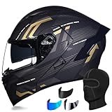CZSBXBHD Motorradhelm Für Herren Motorrad Klapphelm, Helm Motorrad Mit DOT/ECE Zertifizierung Integralhelm Mit Doppelvisier Roller Moped Helm Modulare Helm, Für Motorradhelm Herren Damen,A,M 57~58CM