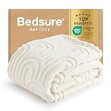 BEDSURE Kuscheldecke Decken für Sofa - Wohndecke, Couchdecke, Überwurf, weiche und warme Fleecedecke, gemütliche Korddecke, Kuscheldecke flauschig, Weiß Creme, 150 x 200 cm