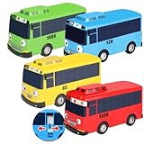 4 Stück Bus Spielzeug,Bus Modell,Big Pull Back Spielzeugautos,Spielzeugautos Set für Freunde und Kinder, Lernspiel, Geburtstagsparty-Geschenk(9CM)