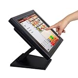 Kassenmonitor Für Registrierkasse Kassensystem, 15' LCD Touch-Kasse, Kassenmonitor mit USB LCD Monitor und Zusammenklappbare Basis für Einzelhandel, Catering, Gastgewerbe 1024 x 768 Auflösung