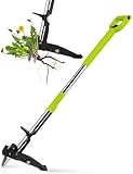 YISSVIC Unkrautstecher mit Stiel Teleskop Länge 100 CM-120 cm Hochfester Edelstahl 4 Krallen Unkrautentferner Grün