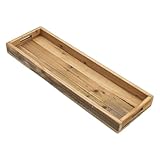 Holz Dekotablett Natur mit Rand - 50 x 16 cm - Kerzentablett rechteckig mit Griffen - Holztablett Tisch Deko Tablett Kerzenbrett für Gestecke Weihnachten Geschenke