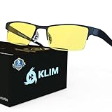 KLIM Optics - Blaulichtfilter Brille - NEU 2024 - Hoher Schutz - Gaming Brille für PC, Handy und Fernseher - Anti-Müdigkeit, Anti-Blaulicht, UV-Schutz