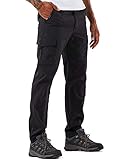 YAWHO Herren Wanderhose Outdoorhose Trekkinghose Softshellhose Funktionshose Cargohose/Schnell Trockend Wasserdicht Winddicht (Black, L)