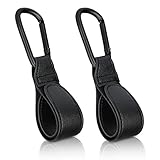 Kinderwagen Haken Clips,2 Stück Buggy-Clips Träger Kinderwagen Haken,Kinderwagen Taschenhalter aus Leder,bag hooks for stroller,kinderwagen clips,Kinderwagen haken für taschen,rucksack (Schwarz)