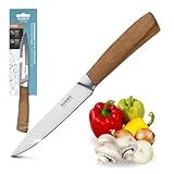 Kuppels Allzweckmesser WOOD | Klingenlänge 12 cm | scharfes Küchenmesser mit Akazienholzgriff | Klinge aus gehärtetem Edelstahl | Küchenmesser für präzises Schneiden | scharfes Gemüsemesser