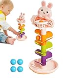 Bauen und stapeln Sie Kugelbahn, Cartoon-Basketball mit rotierendem Ball, Lernspiele mit Stapelturm für Mädchen und Kinder im Vorschulalter