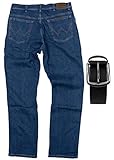 Regular Fit Wrangler Stretch Herren Jeans inkl. Texas Gürtel (Darkstone, W36/L32)