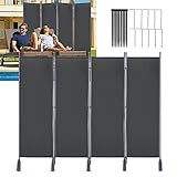 XMTECH Raumteiler Klappbar Freistehend 4-TLG 225 x 180 cm Trennwand Paravent, Garten Stellwand Trennwand Sichtschutz Balkon Sichtschutz Stellwand Faltbar Paravent, Anthrazit