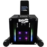 RockJam Singcube 5-Watt Rechargeable Bluetooth Karaoke Machine with Two Microphones, Voice Changing Effects & LED Lights