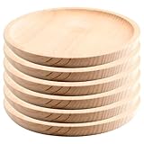 MGE - Holzteller Rund - Holzplatte - Pizzabrett - Holzbrett Rund - Fleischteller - Pizza Brett - Pizzateller Holz - Pizzateller - Schneidebrett - Kiefer - Set von 6 - Ø 20 cm