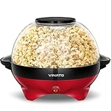 VINATO Popcornmaschine, Popcorn Maschine mit Zucker, Öl, Butter, 5L Popcornmaschine Groß für Zuhause, mit Antihaftbeschichtung und Abnehmbarer Heizfläche, Leise und Schnelle Popcorn Maschine