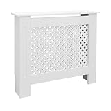 ECD Germany Heizkörperverkleidung mit Wabenmuster 78x19x82 cm Weiß aus MDF lackiert für Schlafzimmer Wohnzimmer - Heizungsverkleidung Heizkörperabdeckung Heizungsabdeckung Heizung Heizkörper Abdeckung