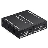 Ficher -Kompatibles Extender Kit 60M 1080P-Kompatibler Extender Cat5E Cat 6 Ethernet IP TCP Signal LAN Konverter, EU Stecker