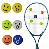 Quesuc 6 Stück Tennis Dämpfer,Tennisschläger,Lustig Vibrationsdämpfer Happy Face,Für Tennisspieler,Badmintonschläger,Reduziert Schlägervibrationen