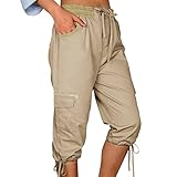 Cargohose Damen 3/4 Große Größe Outdoorhose Jogpants Günstig Atmungsaktiv Freizeithose Schnelltrocken Outdoor Funktionshose Casual Sommer Herbst Treckinghose Stretch Kletterhose Fahrrad Jogginghose