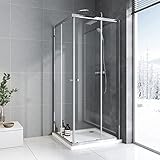 Duschkabine 75x75 cm Duschkabine Schiebetür Eckeinstieg mit Schiebetüren 6mm ESG Sicherheitsglas Duschschiebetür Duschabtrennung Duschwand Höhe 185cm
