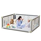 Laufstall Baby 180 * 150cm,Indoor & Outdoor Laufgitter Baby mit Matratze, Kinder Laufgitter mit Atmungsaktivem Netz für Kleinkinder, Höhenverstellbar
