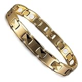HWZJLH Charm-Armband für Herren, goldfarben, Energie-Magnetarmbänder, männlich, 21/22 cm, Paar-Schmuck, wasserdicht, Geschenk (Farbe: Gold Herren 22 cm)