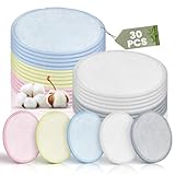 Bagentry Runde Make-up-Entferner-Pads, waschbar, wiederverwendbar, Gesichtsreinigungspads, Tücher für alle Hauttypen, Reisen, 30 Stück (5 Farben)