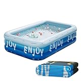 Aufblasbarer Pool für Kinder, Schwimmbäder, ideales Planschbecken für Erwachsene, rechteckig, UV-beständig, Wasserzubehör für Strand, Sommer, Hinterhof, Aktivitäten für Männer und Frauen