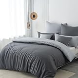 Nesture Bettwäsche 135x200 2teilig Anthrazit/Grau Bettwäsche Sets Microfaser Wendebettwäsche 135 x 200, weich & bügelfrei 1 Bettbezug + 1 Kissenbezug 80x80cm mit Reißverschluss