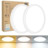 zemty [2Stück/3Farben 3000/4000/6500K LED Deckenleuchte Flach, 15W 1800LM Ø18cm Deckenleuchten, Rund Ultra Dünn Deckenlampe LED Lampen Deckenlampen,Deckenbeleuchtung für Badezimmer,Küche,Schlafzimmer